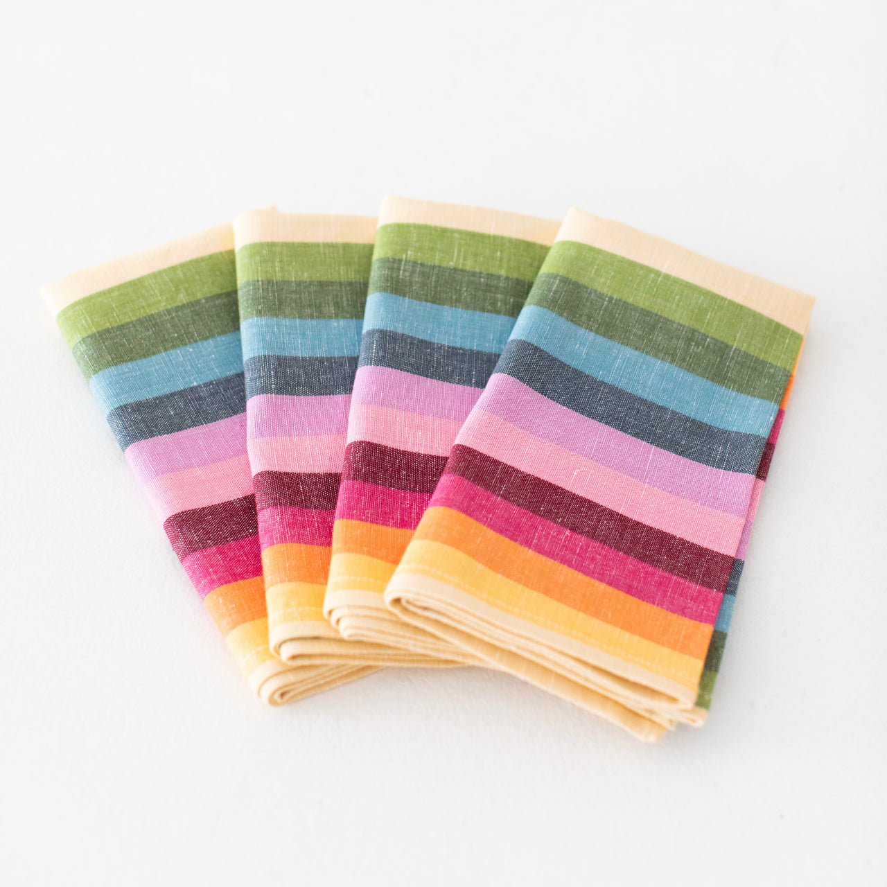 Garza Marfa Linen / Cotton Set of 4 Napkins: Prism Stripe