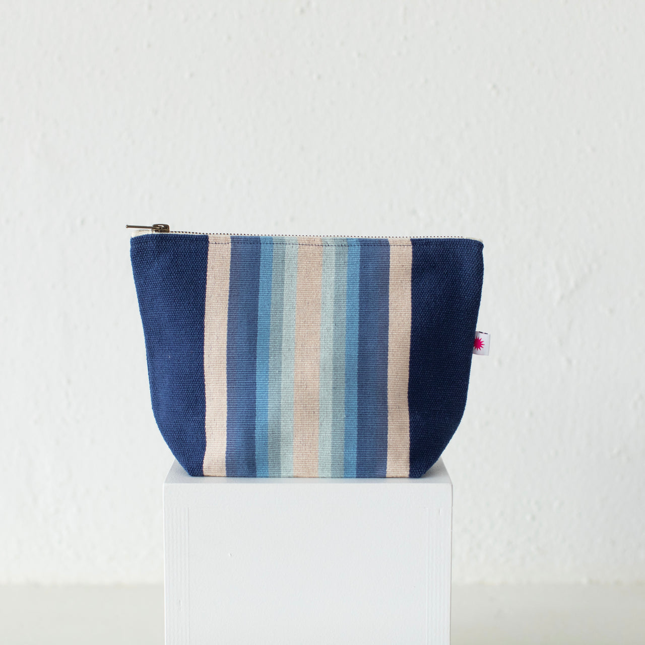 Garza Marfa Cotton Canvas Pouch: Indigo Ombre Stripe