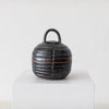 Dina Small Round Lidded Jar in Charcoal with Carved Stripes