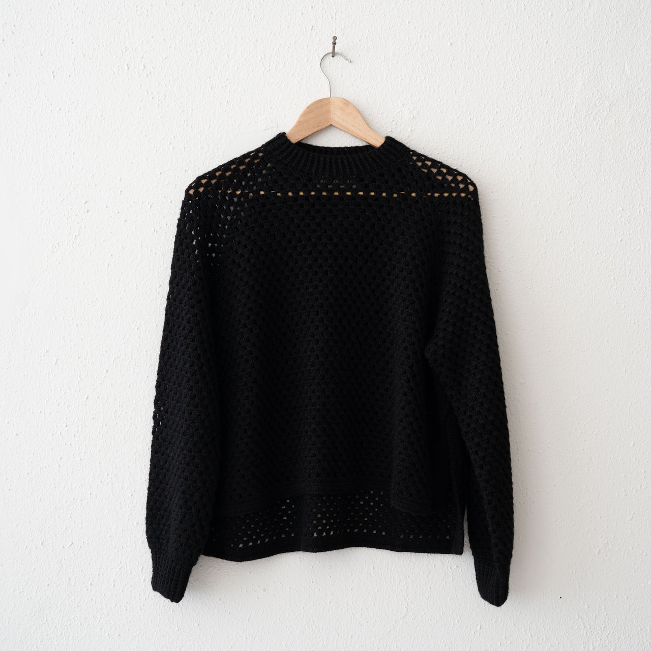 Proche Pointelle Crewneck Sweater - Black