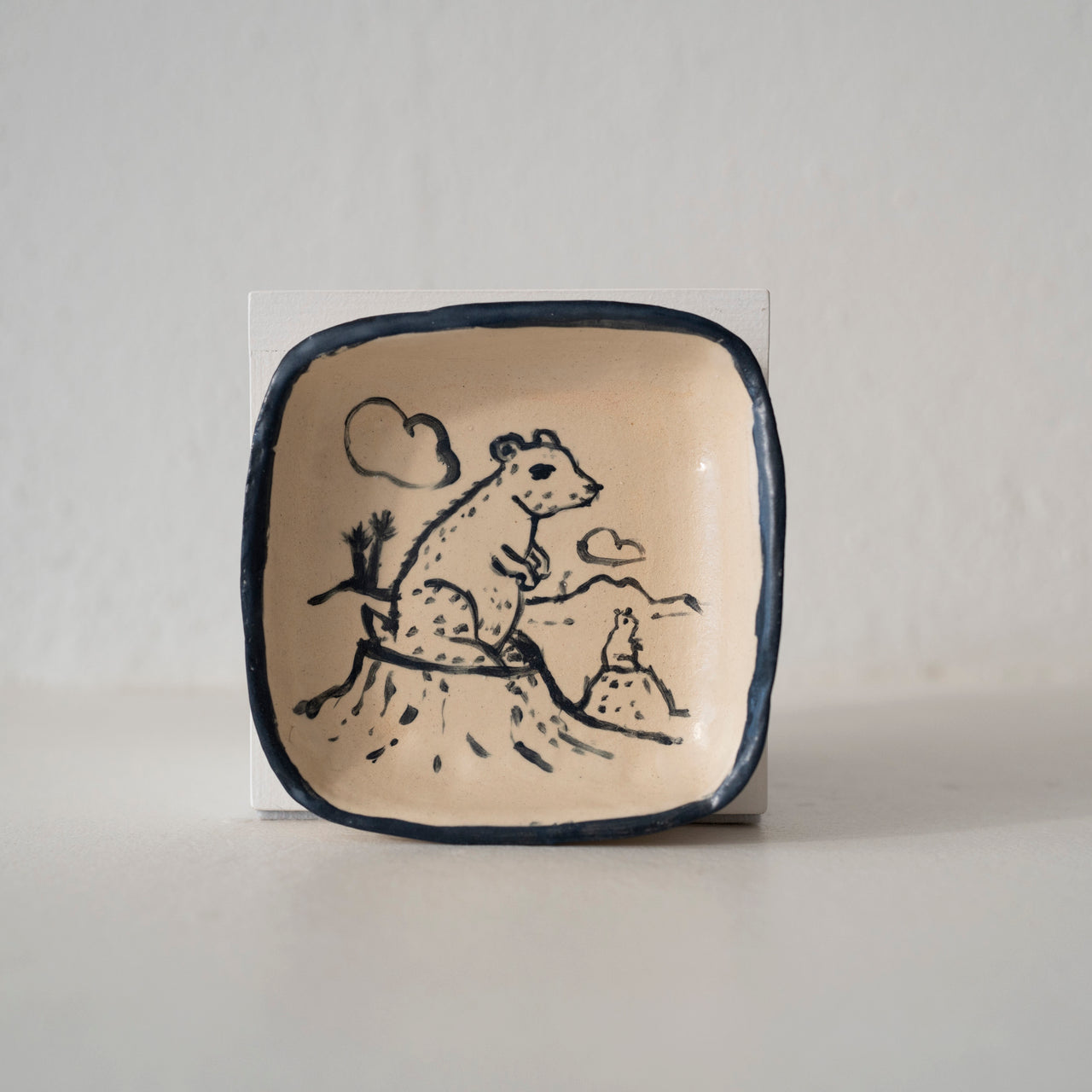 Malinda Beeman 6" Square Bowl: Prairie Dogs