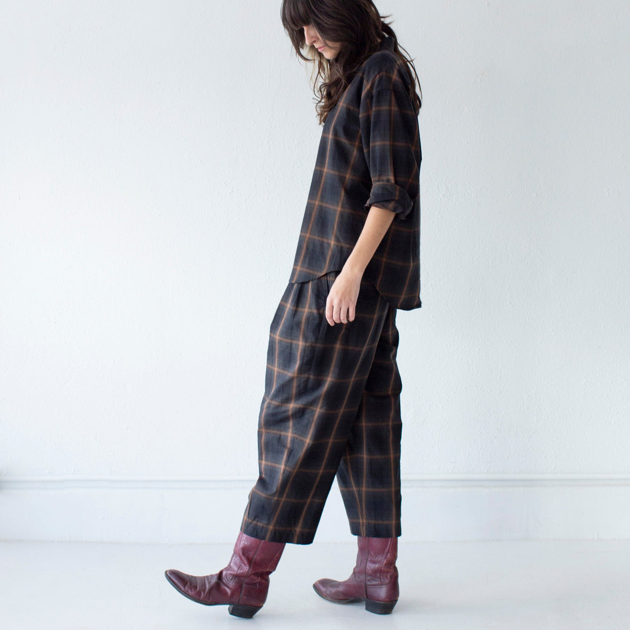 Nicholson & Nicholson Hakama-W Pants- Brown and Black Plaid