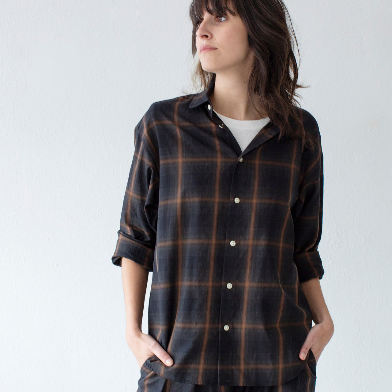 Nicholson & Nicholson Kay Top- Brown / Black Plaid