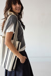 Garza Marfa Black + Cream Large Ticking Tote