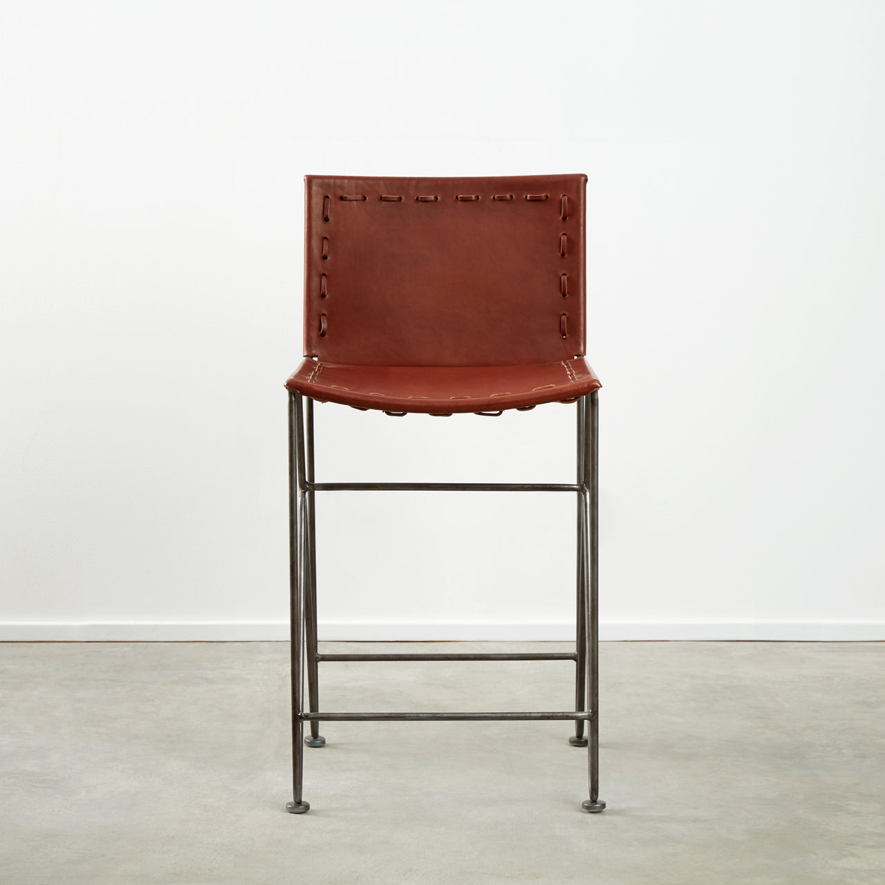 Saddle Leather Barstool Counter Height