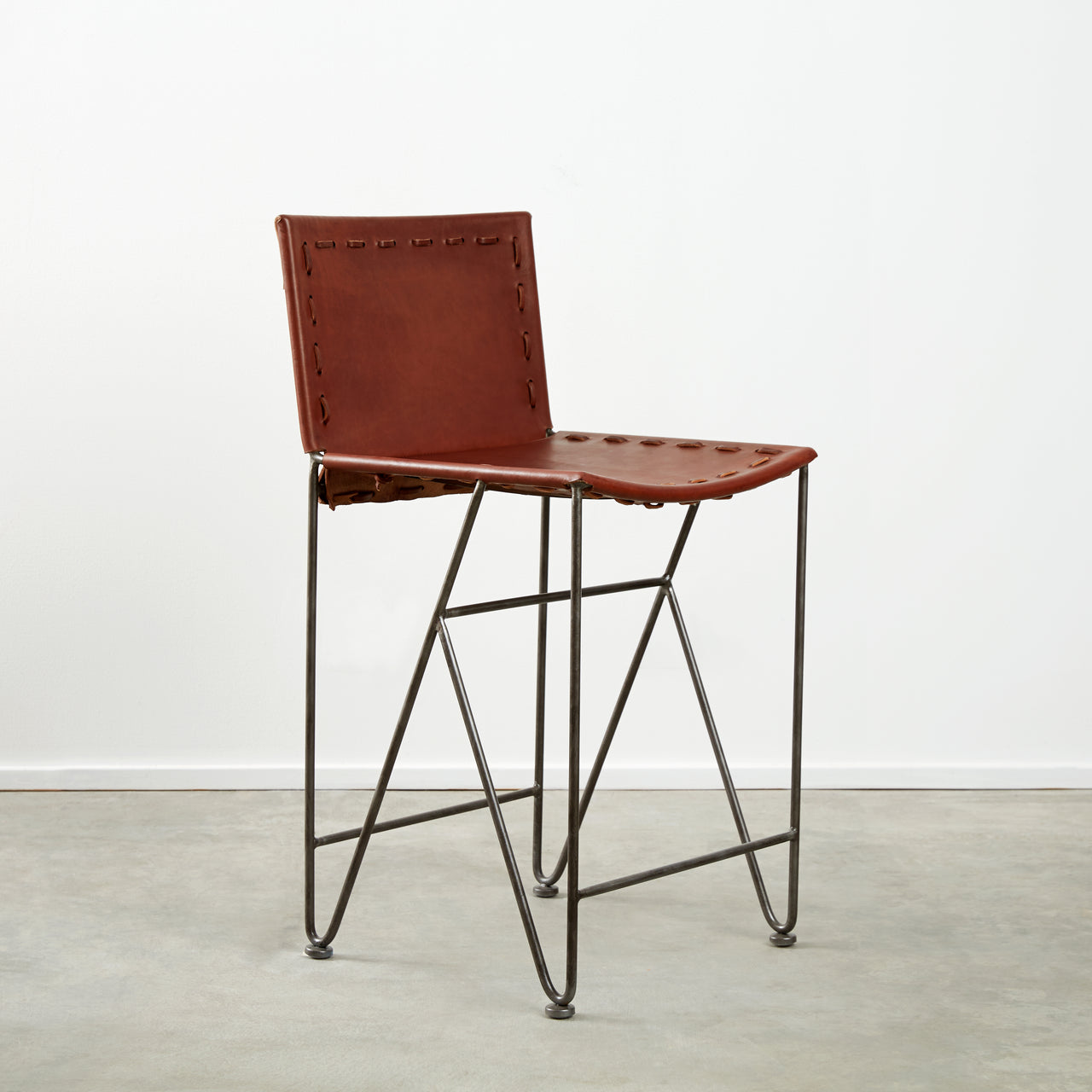 Saddle Leather Barstool Counter Height