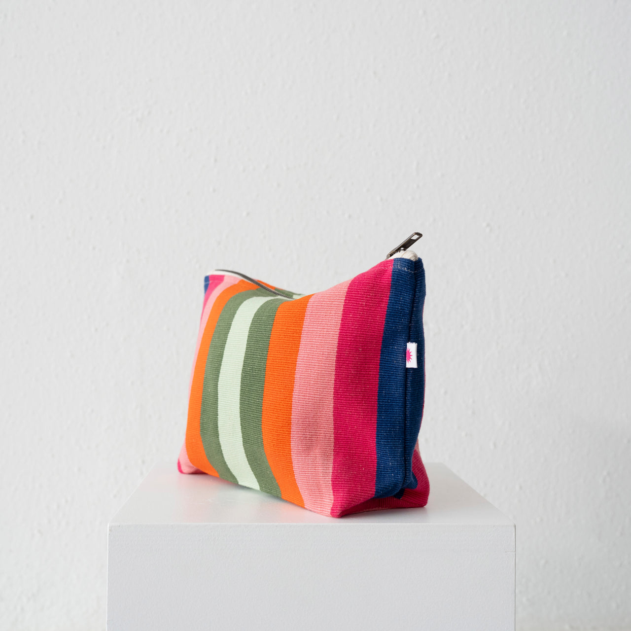 Garza Marfa Cotton Canvas Pouch: Indigo Spectrum Stripe