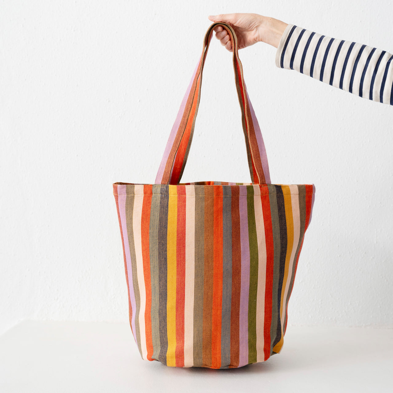 Garza Marfa Cotton Canvas Tote: Ochre Stripe