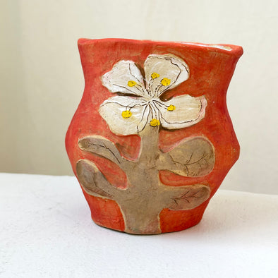 Vivian Pastor Flower Vase: Coral