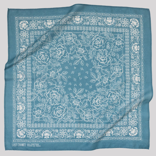 Cotton Faded Blue Rosey Bandana