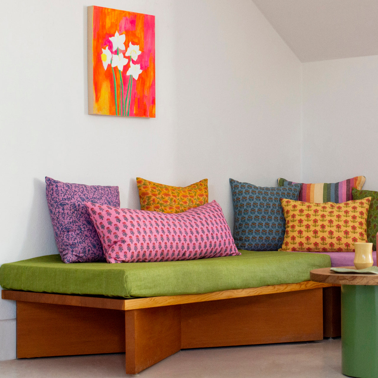 Garza Marfa Linen + Cotton Block Printed Pillows: 14" x 34"