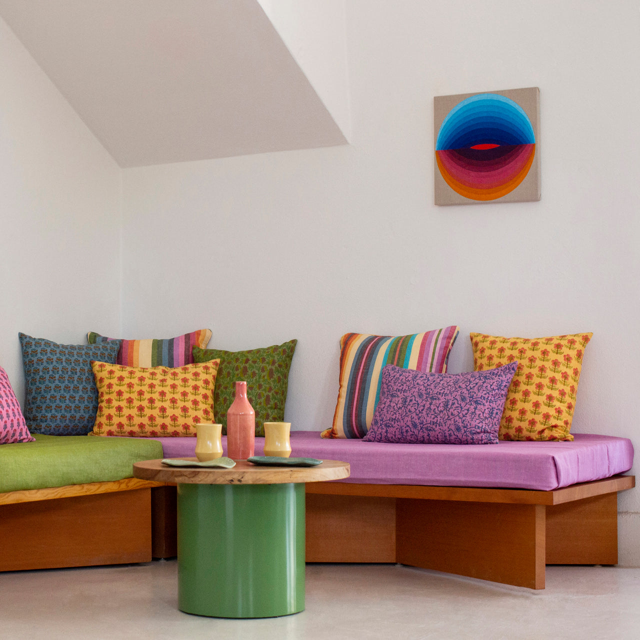 Garza Marfa Linen + Cotton Block Printed Pillows: 14" x 20"