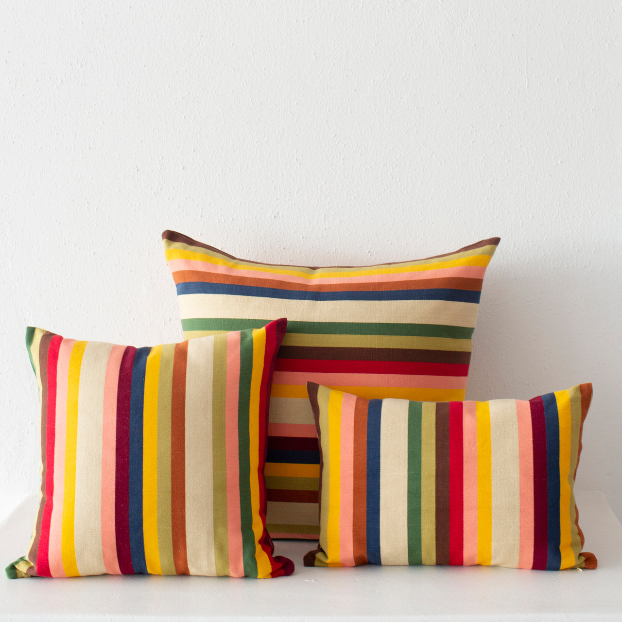 Garza Marfa Cotton Bolster Pillow 14" x 20": Earth Stripe