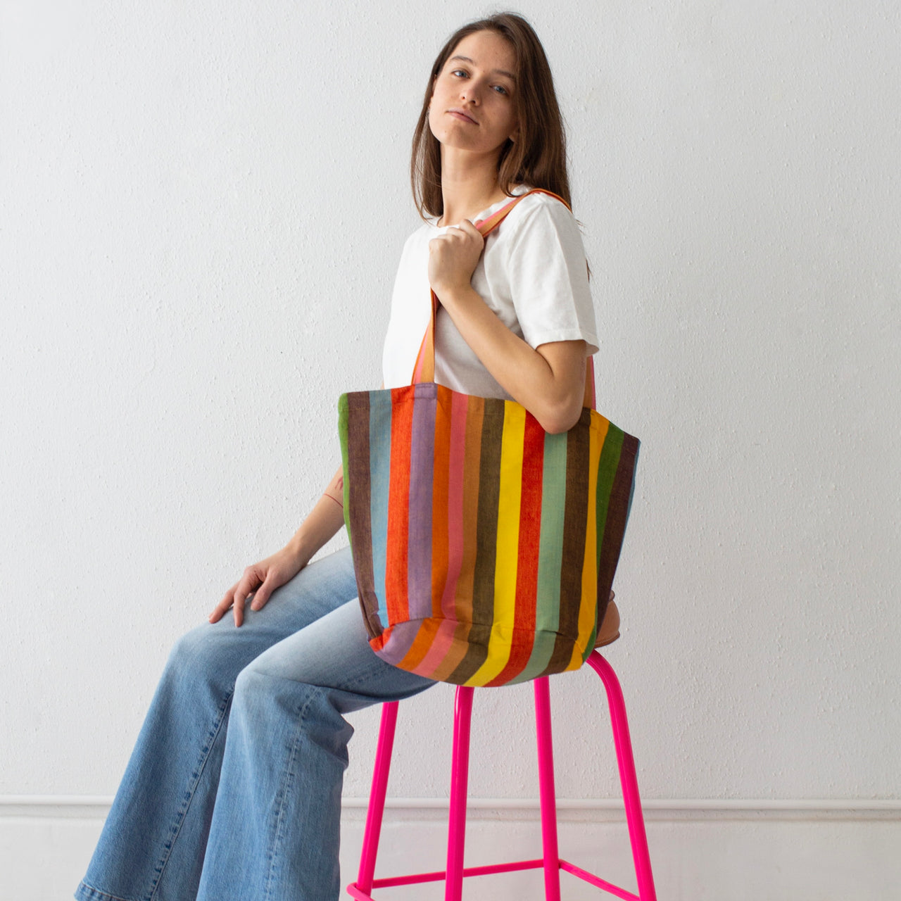 Garza Marfa Fiesta Stripe Cotton Tote Bag