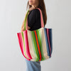 Garza Marfa Rainbow Stripe Cotton Tote Bag: Pink. Green. Blue.