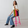 Garza Marfa Pink Spectrum Stripe Tote