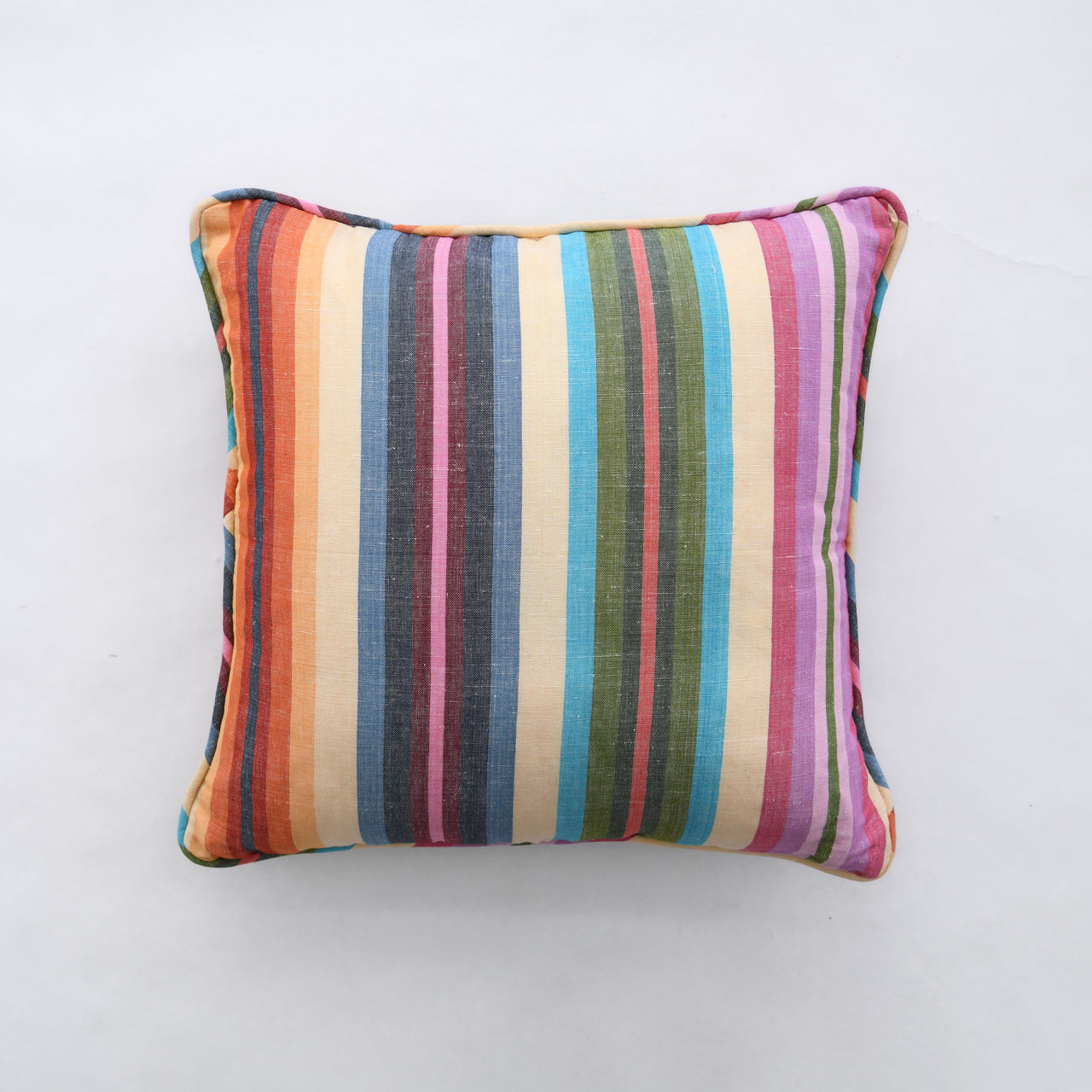 Garza Marfa Linen/Cotton 20" x 20" Pillow: Mini Rainbow Stripe