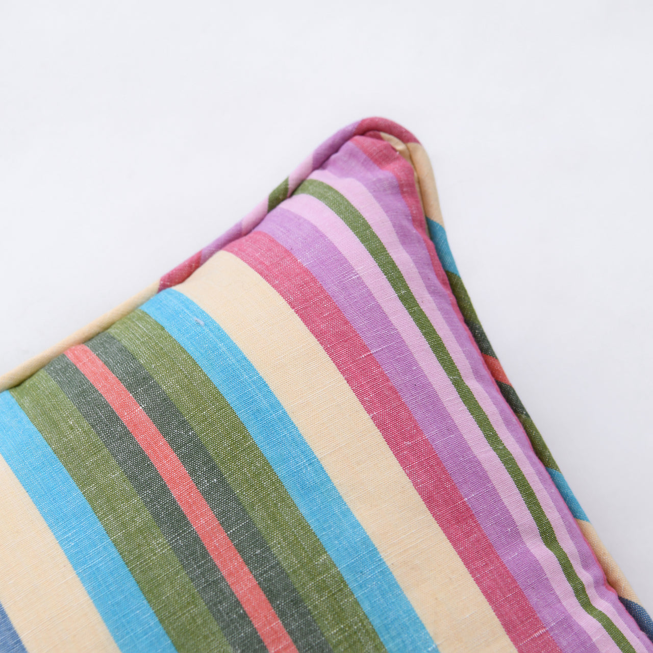 Garza Marfa Linen/Cotton 20" x 20" Pillow: Mini Rainbow Stripe