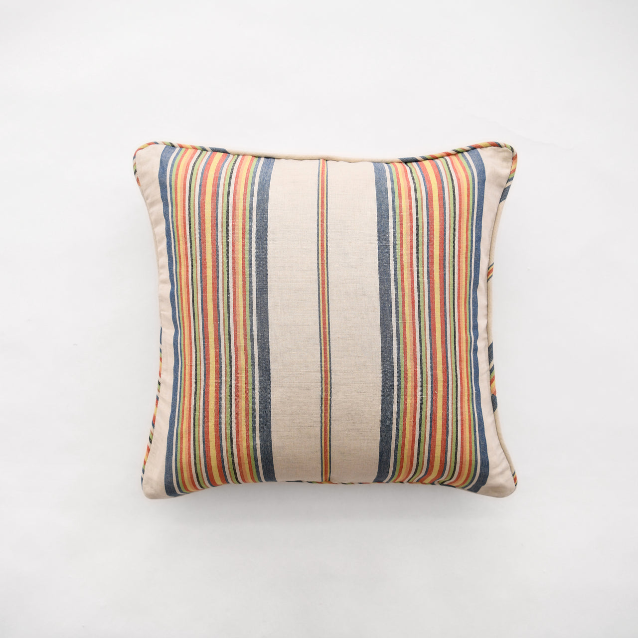 Garza Marfa 20" Square Pillow:  Multi-Stripe with Piping
