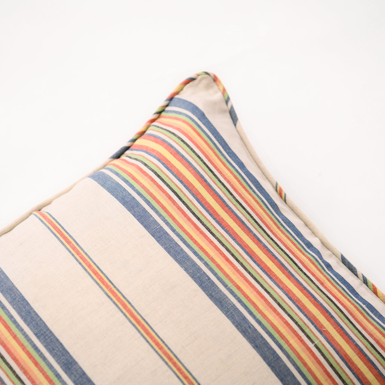 Garza Marfa 20" Square Pillow:  Multi-Stripe with Piping