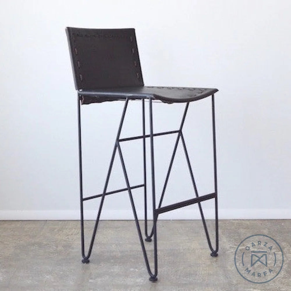 Garza Marfa Saddle Leather Barstool - Thumbnail 3