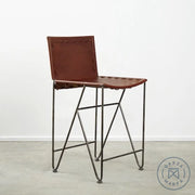 Saddle Leather Barstool Counter Height Chairs