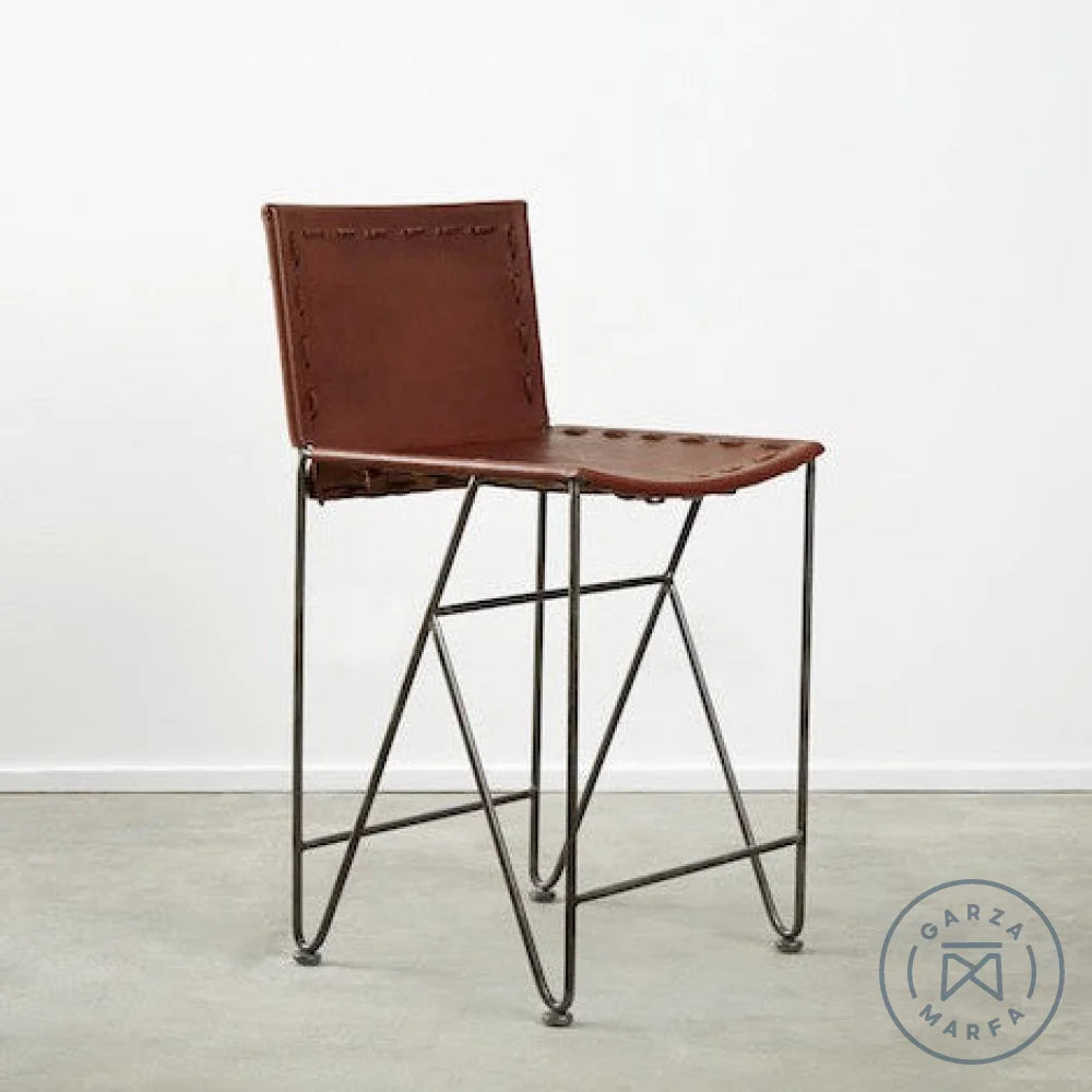 Saddle Leather Barstool Counter Height Chairs
