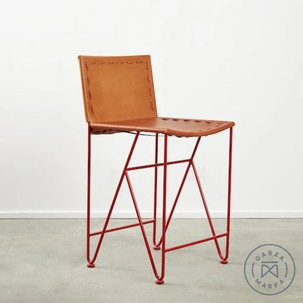 Saddle Leather Barstool Counter Height Chairs