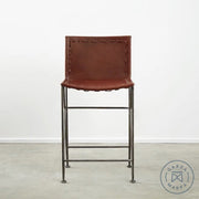 Saddle Leather Barstool Counter Height Chocolate / Natural Steel Chairs