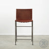 Saddle Leather Barstool Counter Height Chocolate / Natural Steel Chairs