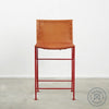 Saddle Leather Barstool Counter Height Natural / Red (RAL 3001) Chairs