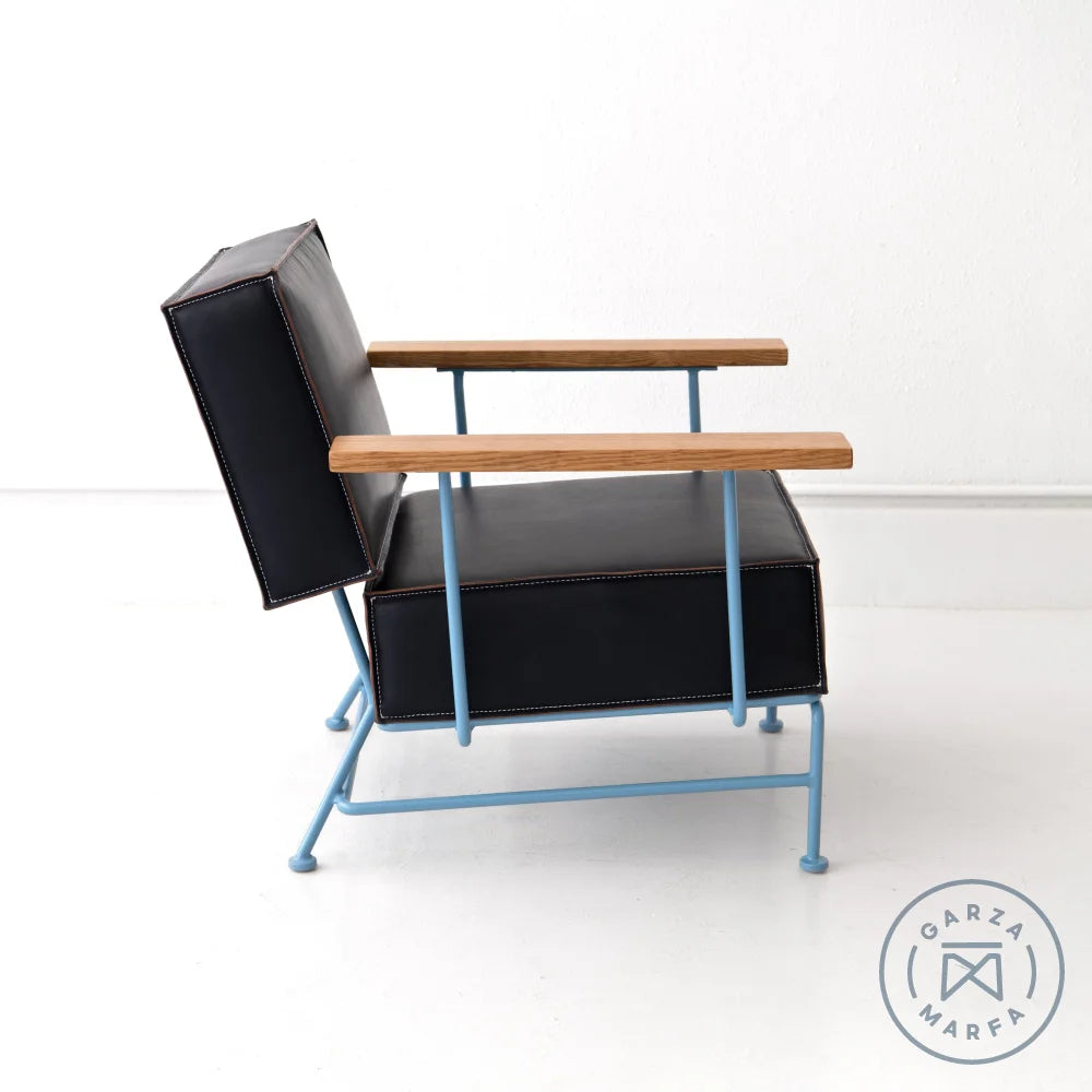 Saddle Leather Boxy Armchair - Thumbnail 4