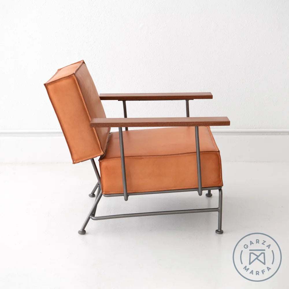 Saddle Leather Boxy Armchair - Thumbnail 3