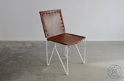 Saddle Leather Dining Chair Chocolate / White Chairs