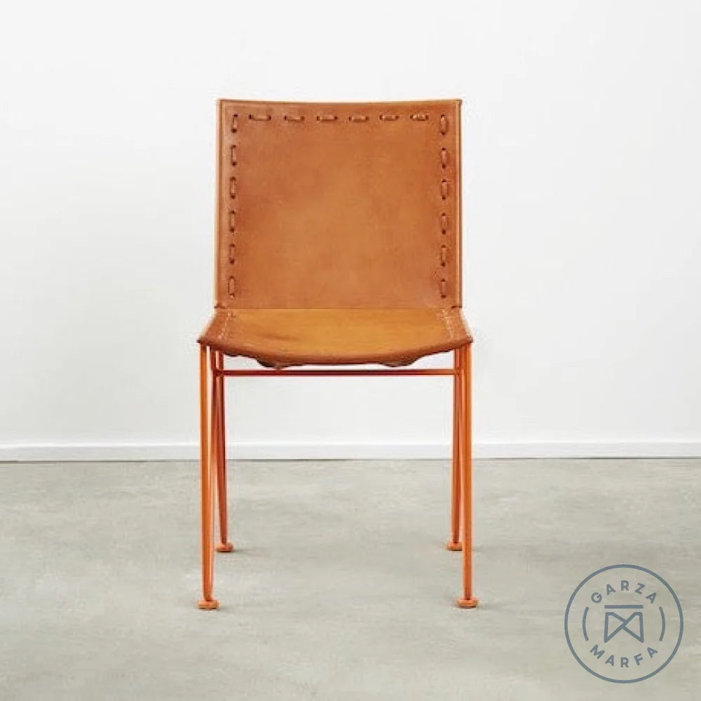 Saddle Leather Dining Chair Natural / Orange (RAL 2004) Chairs