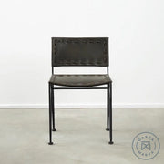 Saddle Leather Low-Back Dining Chair Black / Satin Black Chairs