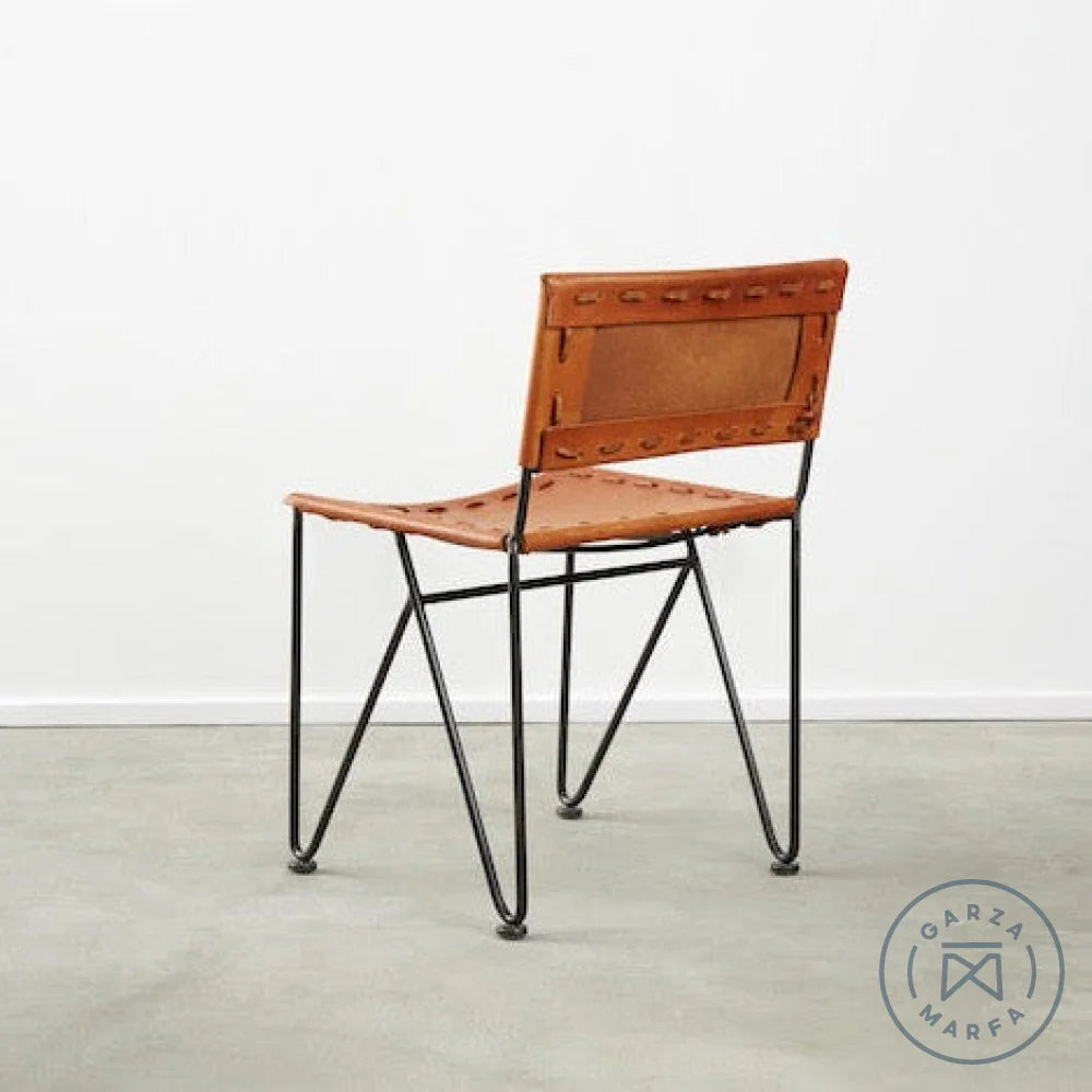 Saddle Leather Low-Back Dining Chair Chairs