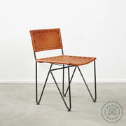 Saddle Leather Low-Back Dining Chair Chairs