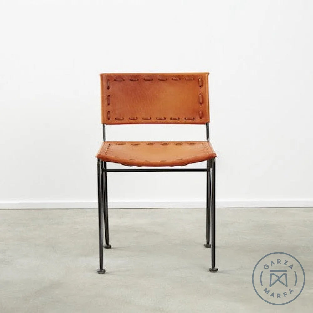 Saddle Leather Low-Back Dining Chair Natural / Natural Steel Chairs