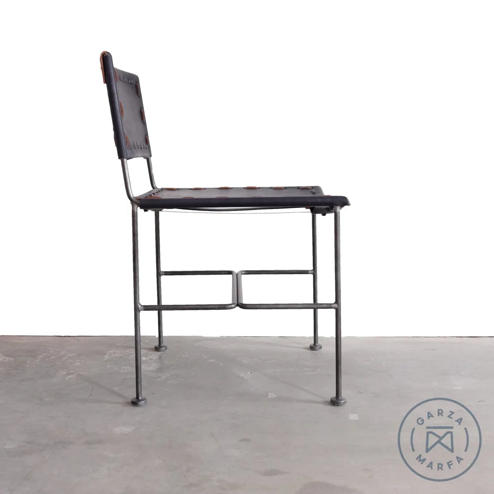 Saddle Leather Low-Back Straight Leg Dining Chair Chairs