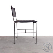 Saddle Leather Low-Back Straight Leg Dining Chair Chairs