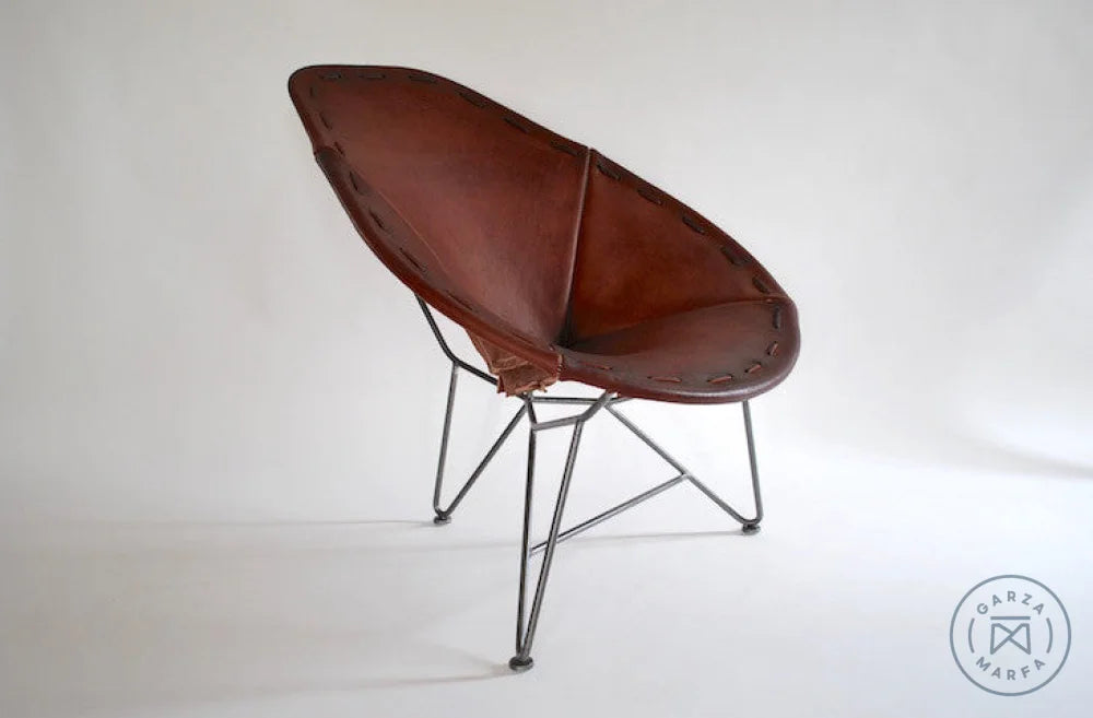 Saddle Leather Oval Chair Chocolate / Natural Steel Chairs
