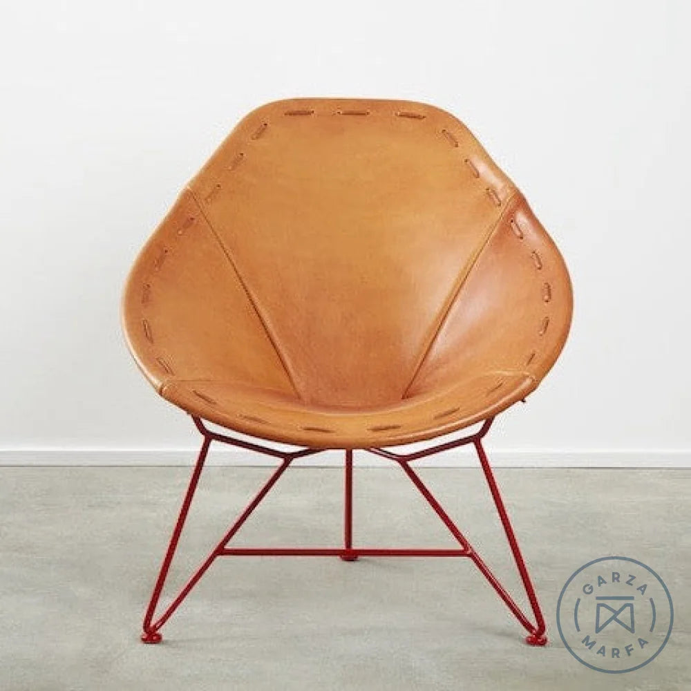 Saddle Leather Oval Chair Natural / Red (RAL 3001) Chairs