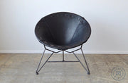 Saddle Leather Round Chair Black / Natural Steel Chairs