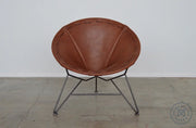 Saddle Leather Round Chair Chocolate / Natural Steel Chairs