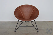 Saddle Leather Round Chair Chocolate / Satin Black Chairs
