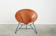 Saddle Leather Round Chair Natural / Blue (RAL 5001) Chairs