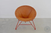 Saddle Leather Round Chair Natural / Red (RAL 3001) Chairs