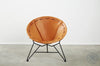 Saddle Leather Round Chair Natural / Satin Black Chairs