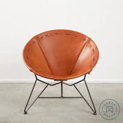 Saddle Leather Round Chair Natural / Natural Steel Chairs